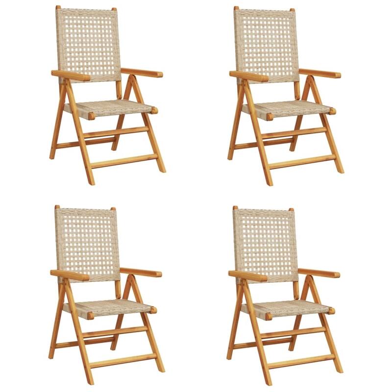 vidaXL Patio Chairs Garden Seating Furniture Solid Wood Acacia and Poly Rattan - 27.6 x 22.4 x 42.9