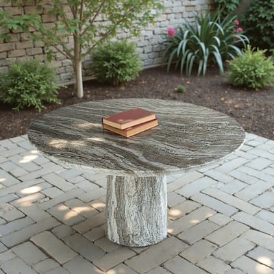 Grover Outdoor Stone Dining Table in Gray