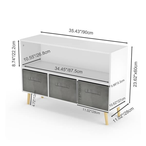 Toy Storage Cabinet,Kids bookcase with Collapsible Fabric Drawers