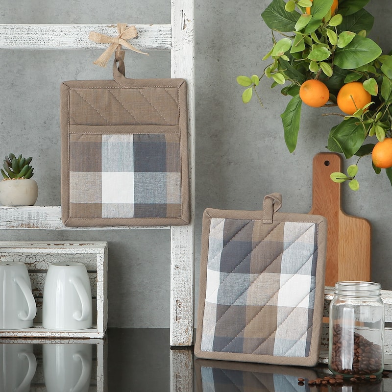 DII Tri Color Check Potholder (Set of 2)