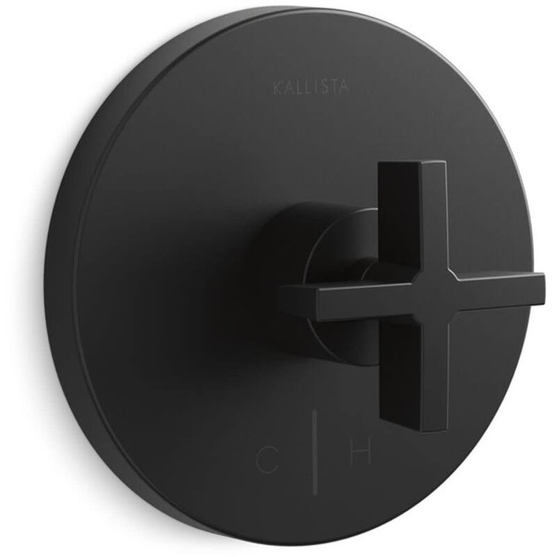 Kallista One Cross Handle Thermostatic Valve Trim with Cold and Hot - Matte Black