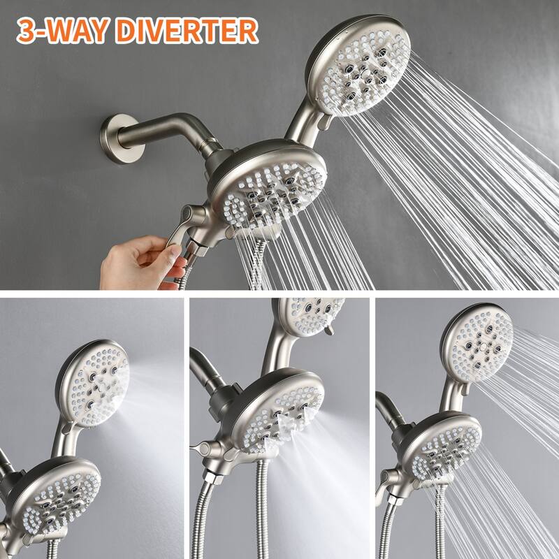 Modland 2-Handle Tub and Shower Faucet Set Dual Head 5-Setting Brass Valve Kit with Lift-Rod Spout