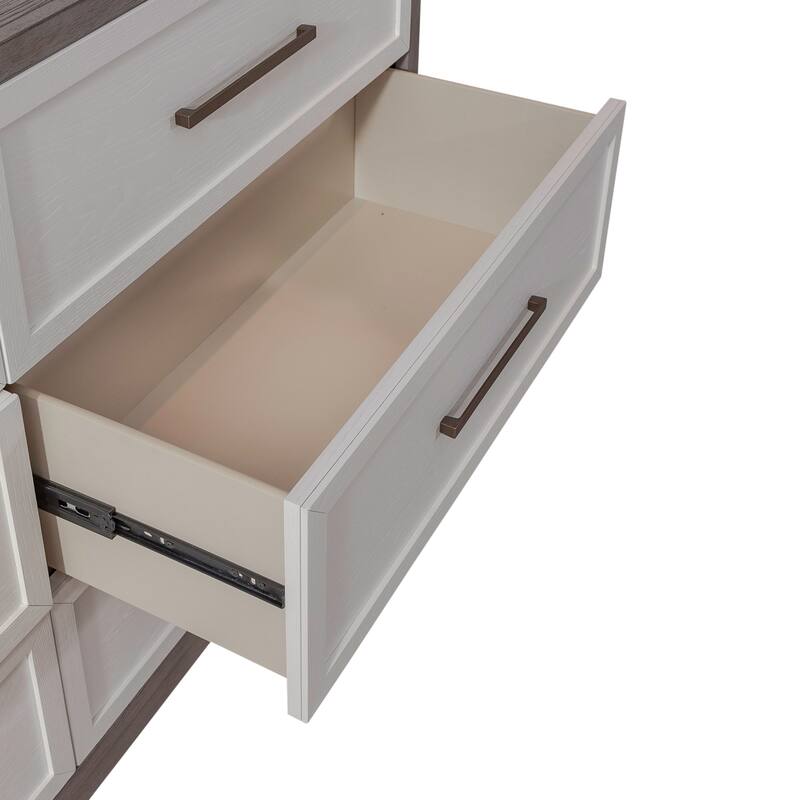 Palmetto Heights Two-Tone Shell White and Driftwood Dresser and Mirror