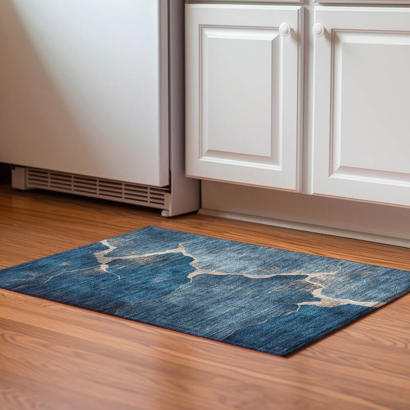 Premium Washable Super Soft Contemporary Envy Mayfield Rug - Navy - 1'8" x 2'6"
