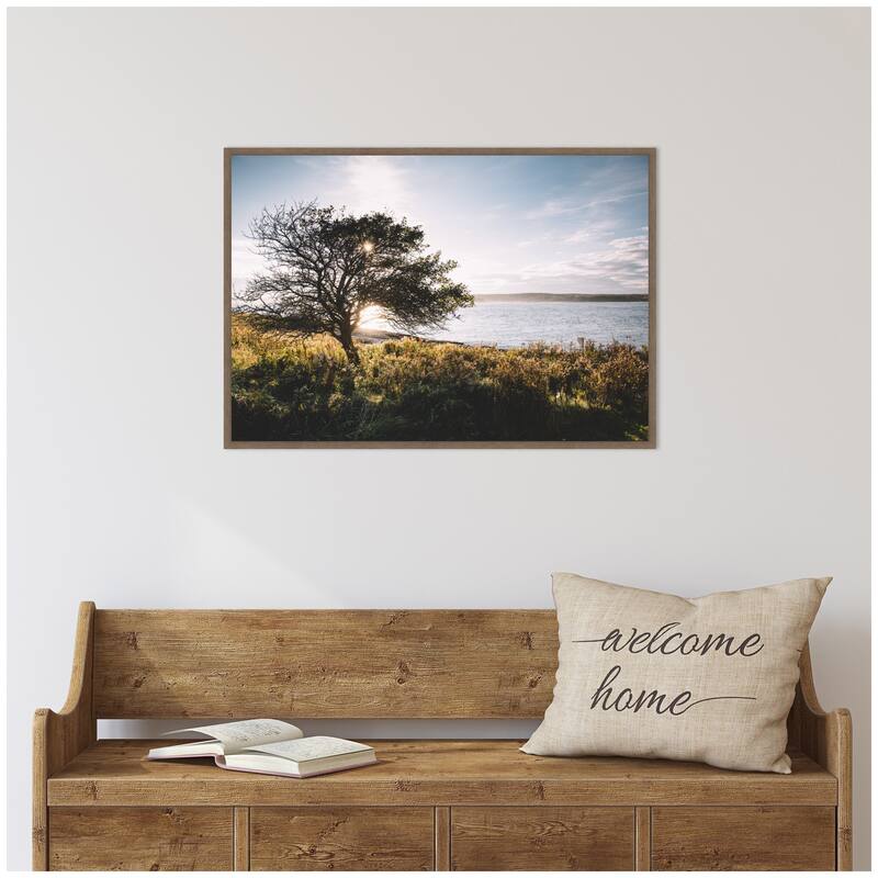 Kate and Laurel Sylvie Coastal Serene Sunset Tree Landscape Framed Canvas by Patricia Hasz of Patricia Rae Photography