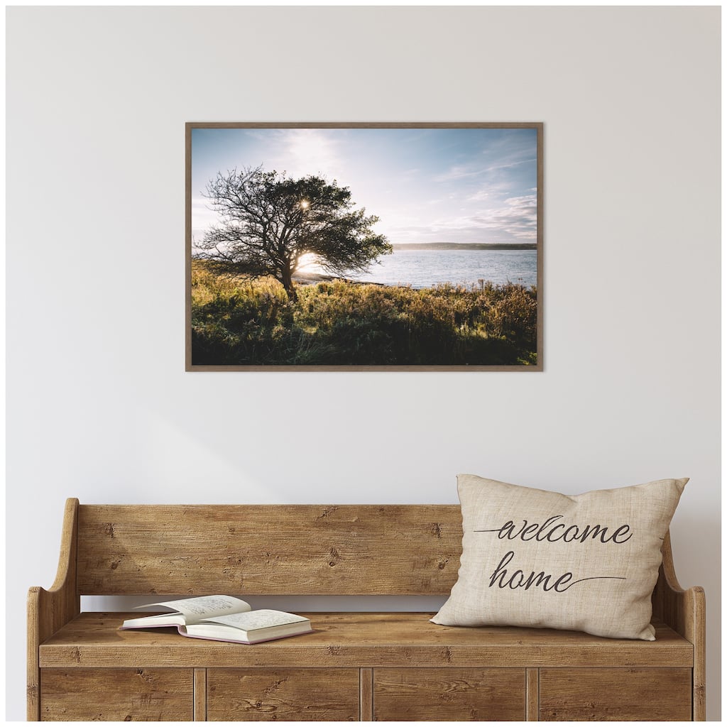 Kate and Laurel Sylvie Coastal Serene Sunset Tree Landscape Framed Canvas by Patricia Hasz of Patricia Rae Photography