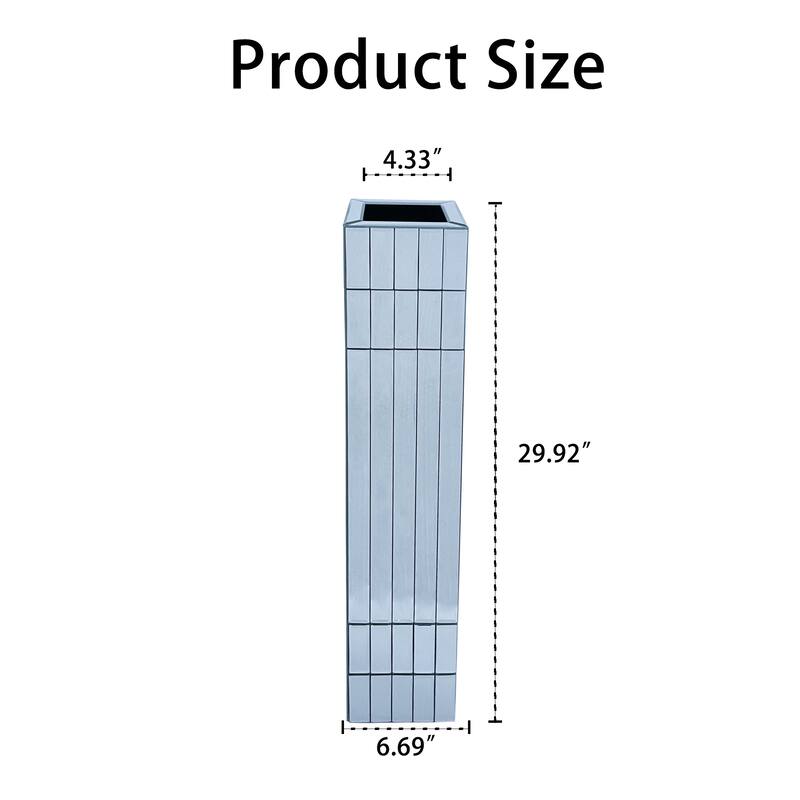 Tall Floor Vase 29.92" (76cm) Mirrored Floor Vase for Home Decor Large Cube Vase in Silver for Dried Flowers Modern Glass Vase