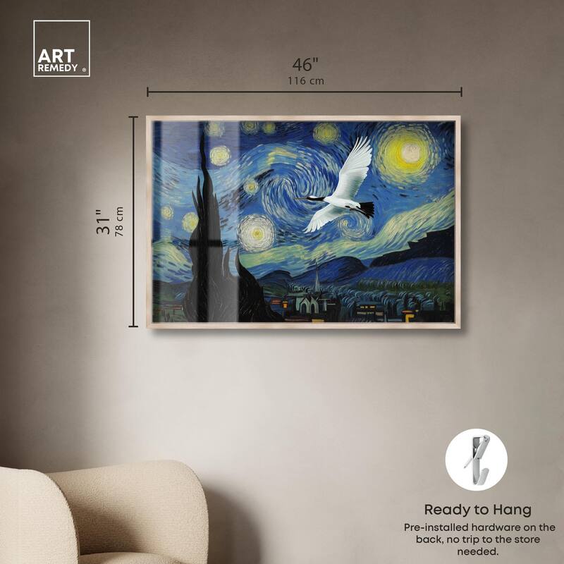 Crane Starry Night Shadowbox by Art Remedy