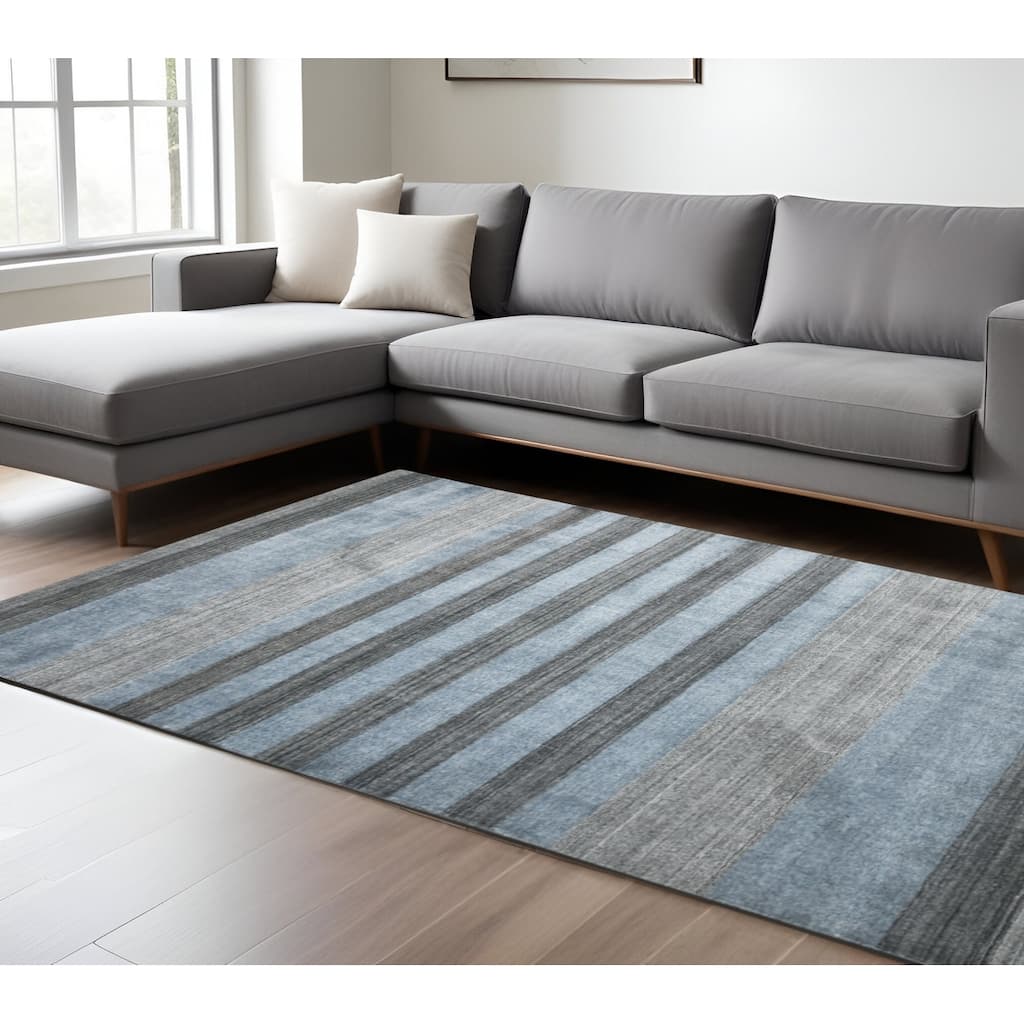 HomeRoots Striped Transitional Rectangle Area Rug