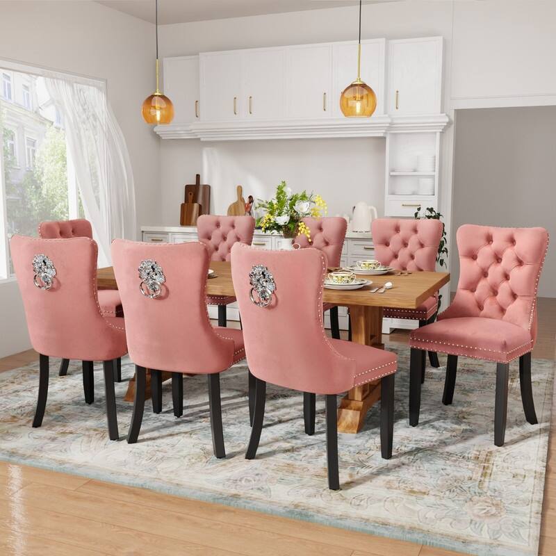 Tufted Naliheads Solid Wood Upholstered Dining Chairs (Set of 4)