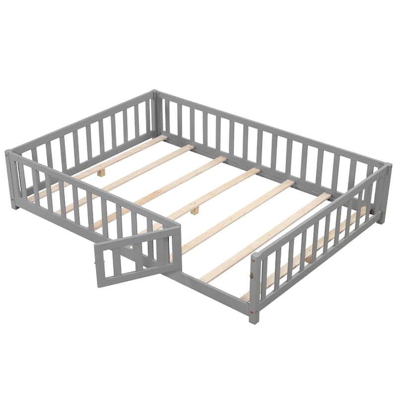 Gymax Full Size Floor Bed Montessori Bed Frame w/ Full-length