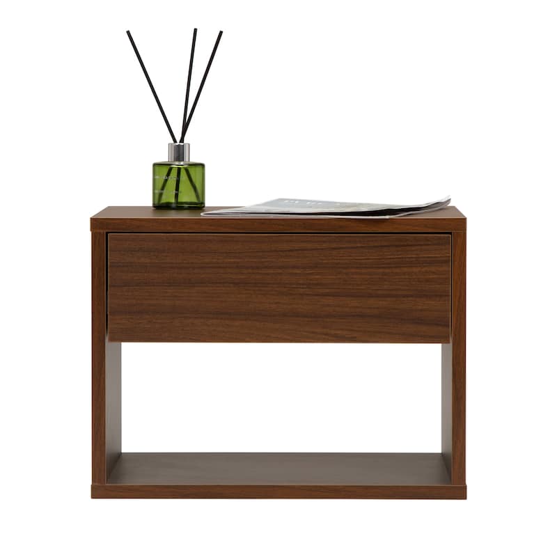 Wall mounted bedside table set of two - Walnut color