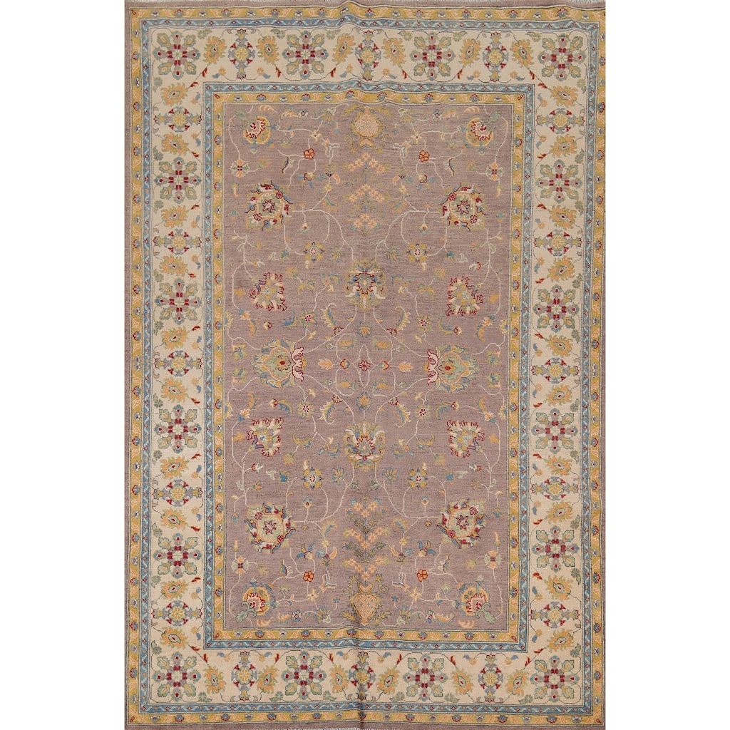 Floral Oushak Oriental Area Rug Handmade Wool Carpet - 6'5" x 9'5"