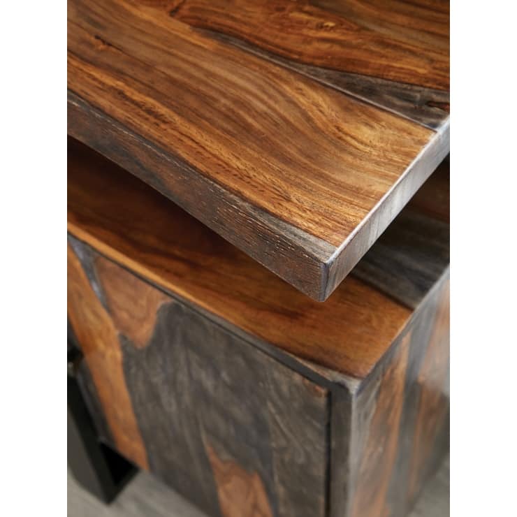 Ditman 4-Door Solid Wood Sideboard Buffet Grey Sheesham