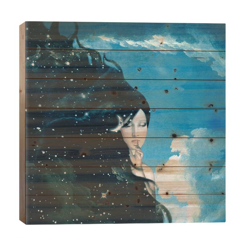 Lady Night Print On Wood by Paula Belle Flores - Multi-Color - 26x26x1.5