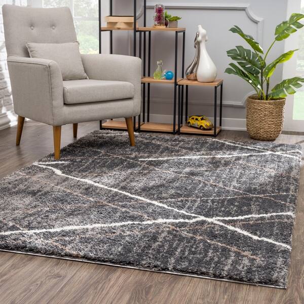 Shop Rug Branch Retro Shag Modern Area Rug Grey Overstock 31276225