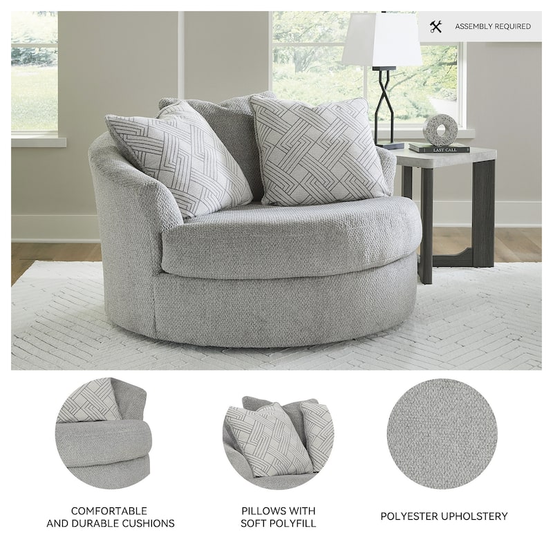 Signature Design by Ashley Casselbury Cement Oversized Swivel Accent Chair - 56" W x 55" D x 39" H