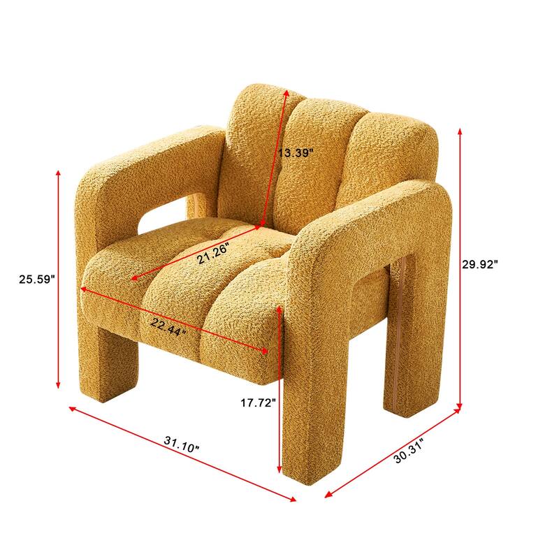Yellow Unique Upholstered Armchair Side Chair, Lounge Chair Dining Chair Sofa Chair Accent Chair for Living Room Bedroom