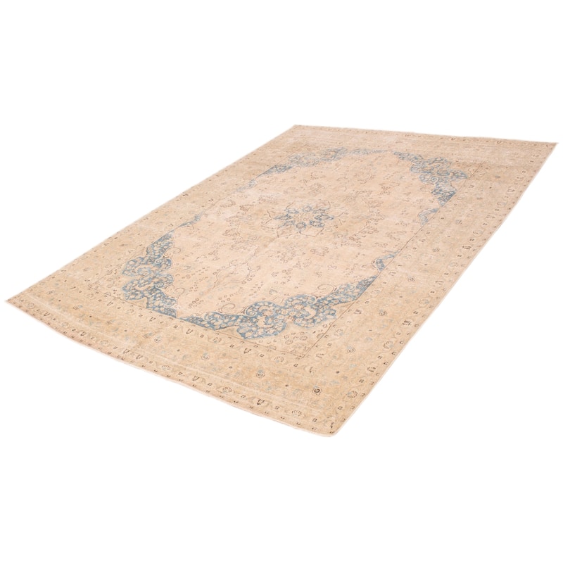 ECARPETGALLERY Hand-knotted Antalya Vintage Beige Wool Rug - 9'4 x 12'6