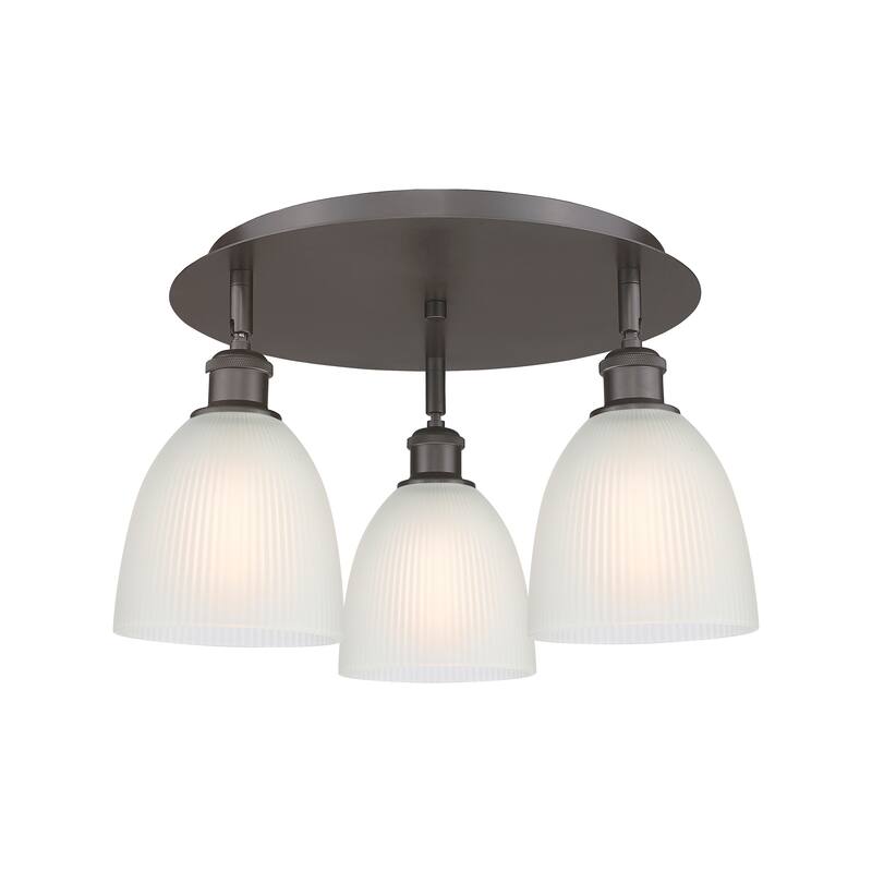 Innovations Lighting Castile - 3 Light 18" Flush Mount - Oil Rubbed Bronze/White
