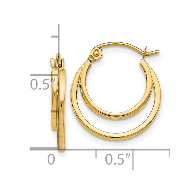 Curata 14k Yellow Gold Polished Double Hoop Earrings 4x23mm