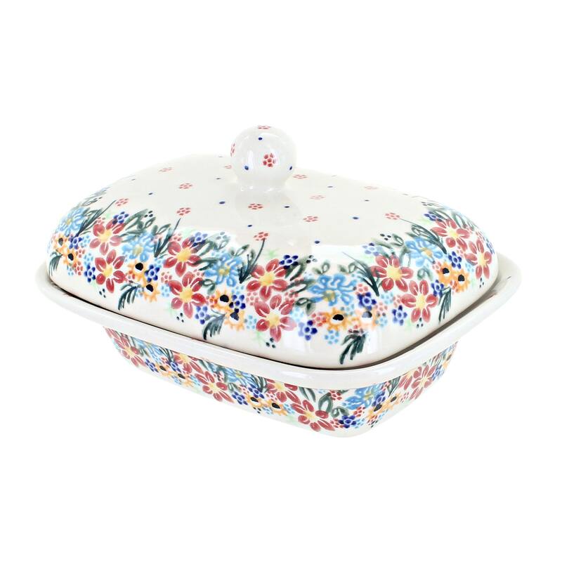 Blue Rose Polish Pottery 66 Vena Butter Tub
