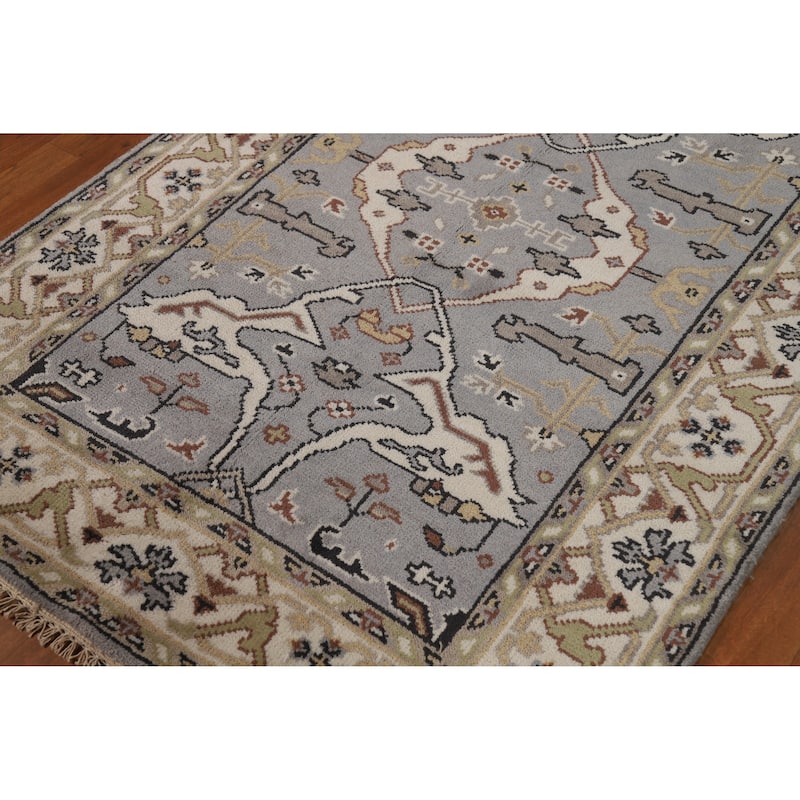 Gray Oushak Oriental Accent Rug Handmade Wool Carpet - 4'2"x 5'11"