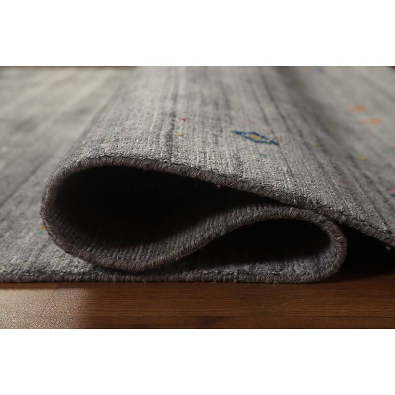 Hand Knotted Oriental 100% Wool Carpet Tribal Tribal Greys & Charcoal Gabbeh Area Rug - 8' 1'' X 5' 0''