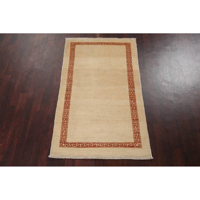 Geometric Bordered Gabbeh Kashkoli Oriental Area Rug Wool Hand-knotted - 3'0" x 5'5"