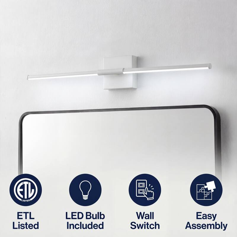 28" Dimmable Integrated LED Metal Wall Sconce, by JONATHAN Y