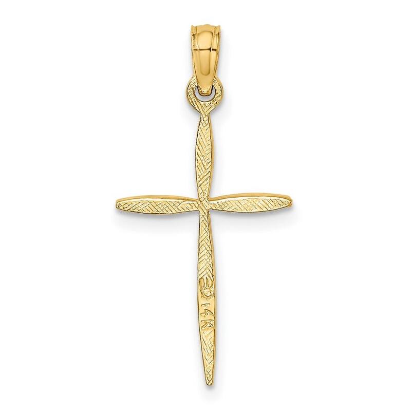 Curata 14k Yellow or White Gold Small Simple Beveled Latin Faith Cross Necklace 11mm x 20mm