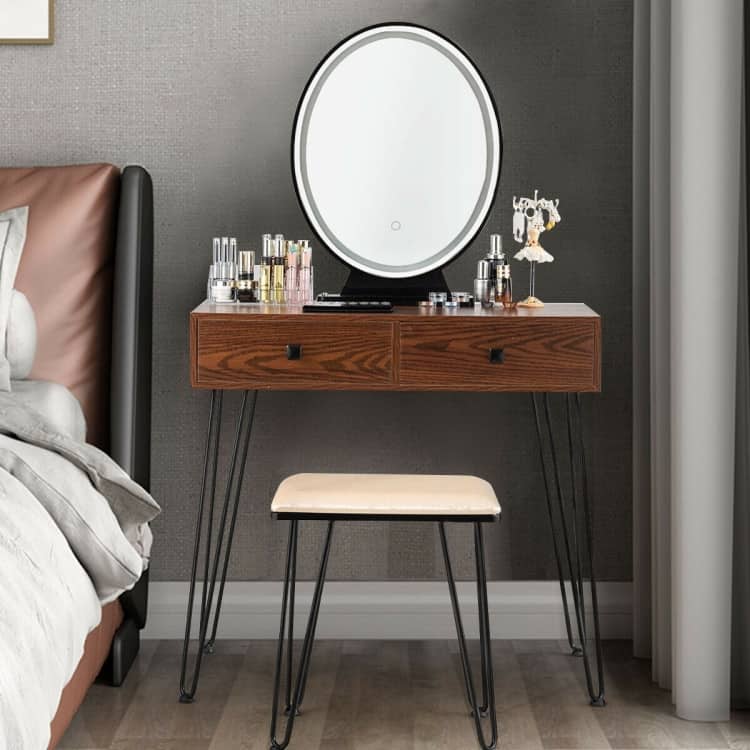 Industrial Makeup Dressing Table with 3 Lighting Modes - 31.5" x 16" x 53.5" (W x D x H)