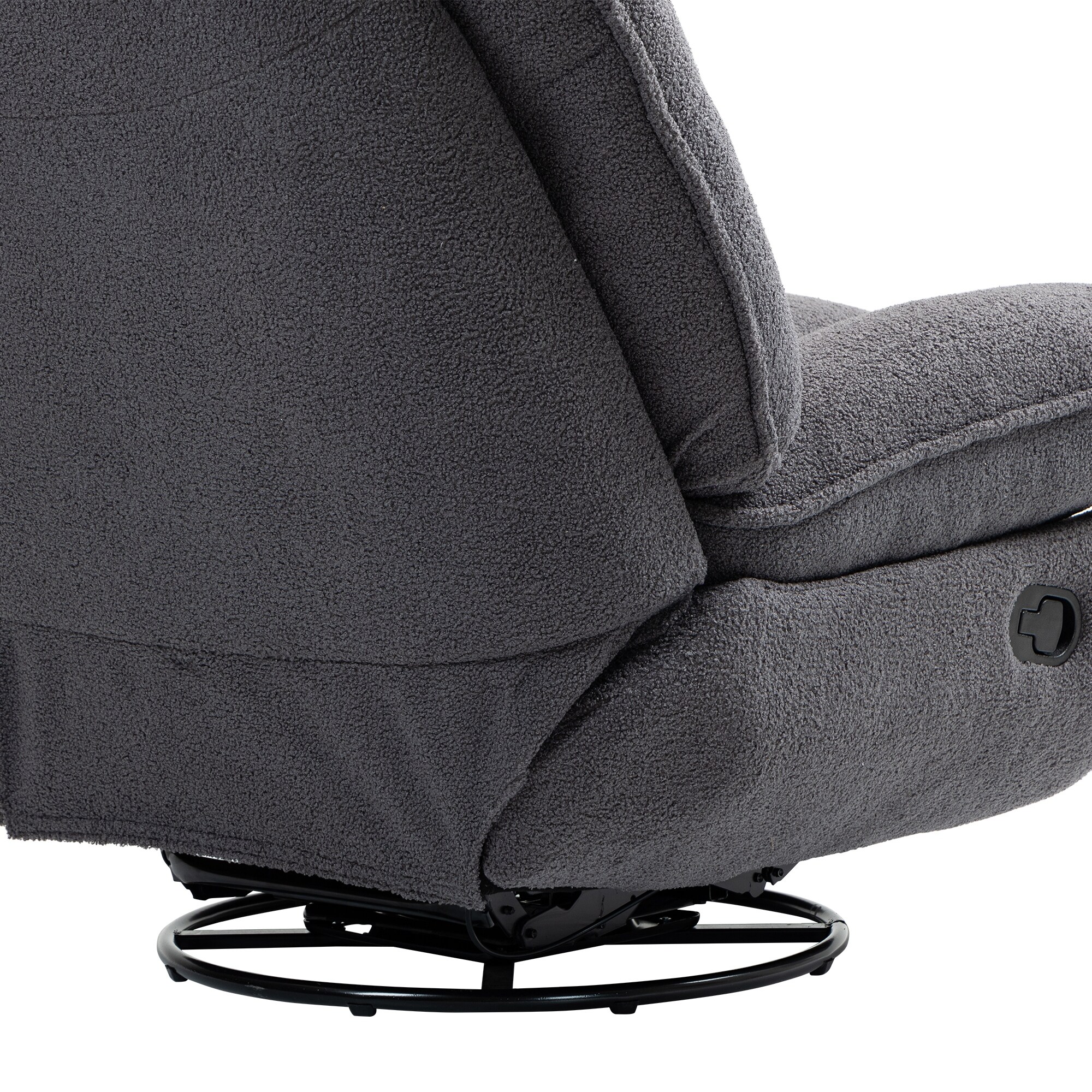 Chenille Glider Chair 360° Rotating Lounge Chair with Metal Base