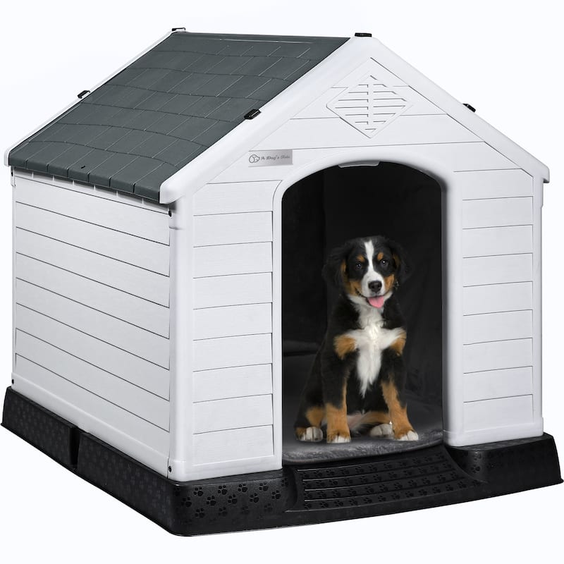 BOSSIN Insulated & Waterproof Dog House, Indoor/Outdoor Puppy Shelter with Elevated Floor & Liner for All Size Dogs