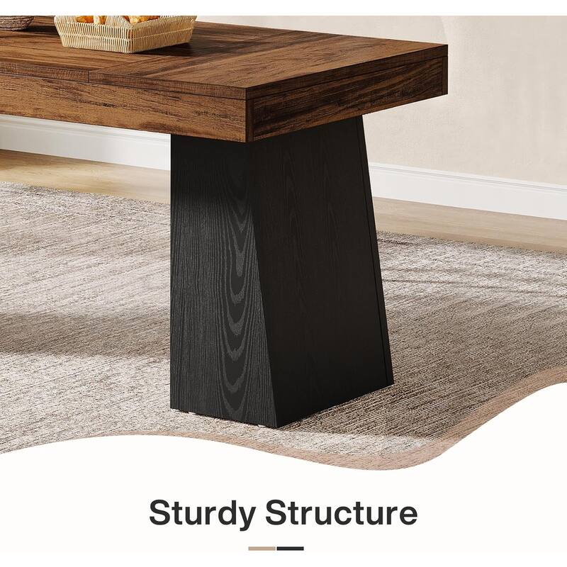 55-Inch Dining Table for 4-6, Rectangular Dining Room Table with Sturdy Legs