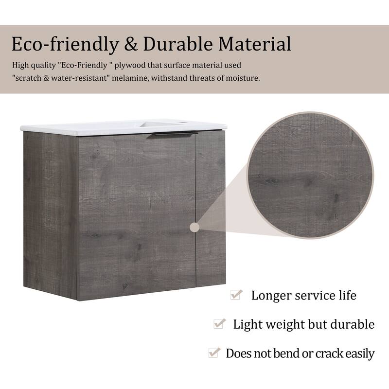 Bathroom Vanity With Sink In 22 Inch, Floating Bathroom Vanity With Soft Close Door