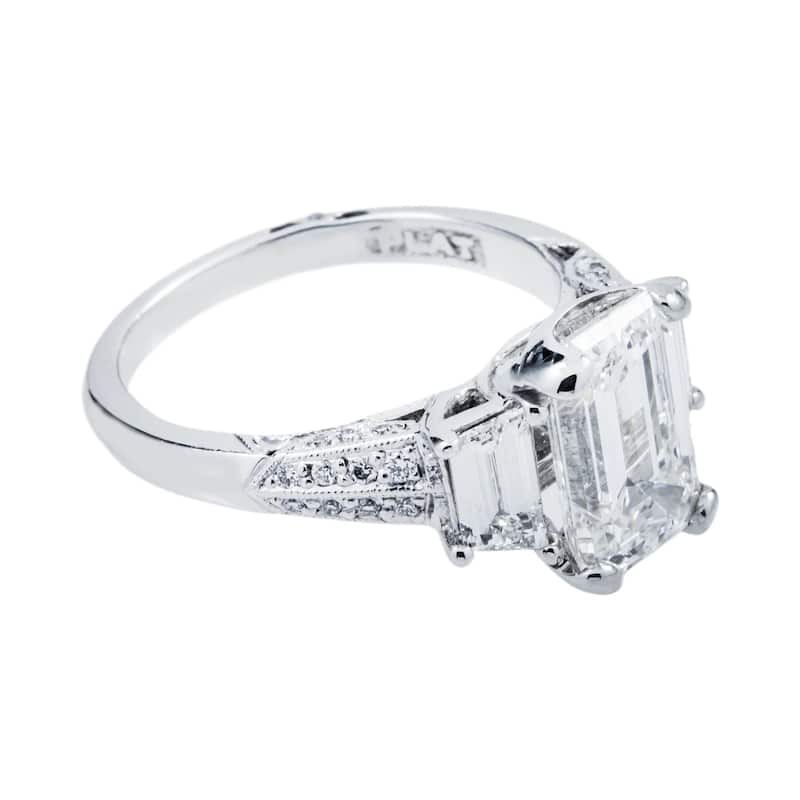 House Of Leon Platinum 3.07ct Emerald Diamond Engagement Ring 4.27ctw GIA