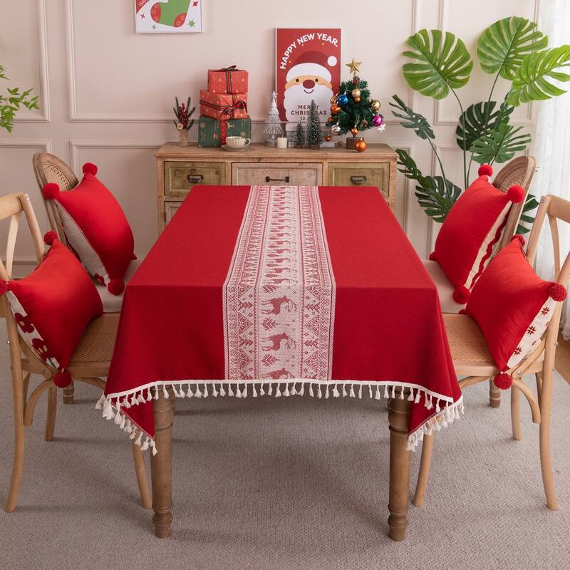 High Quality Washable Rectangle Polyester tablecloths, Wrinkle Resistant Washable Dining Room Table linen for Rectangle Table