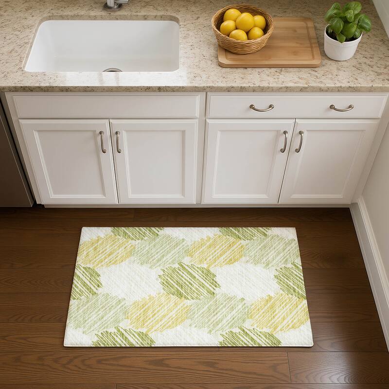 Premium Washable Super Soft Casual Contemporary Mayfield Rug - Green - 1'8" x 2'6"