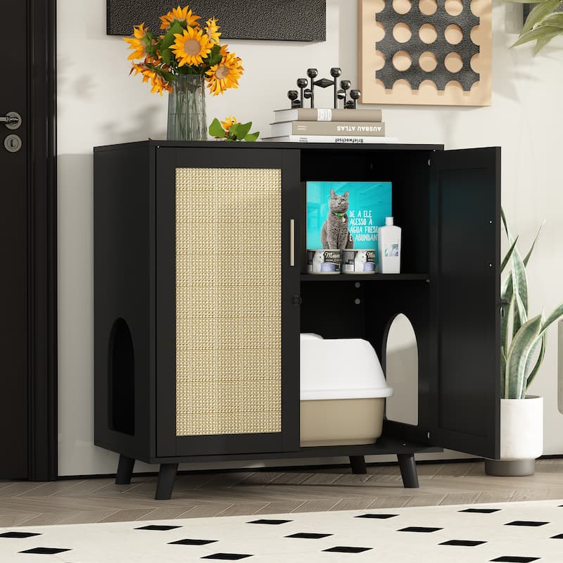 Buffet Cat Litter Box Enclosure Cabinet Hidden Cat Washroom Furniture
