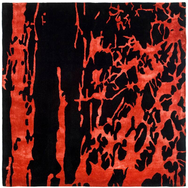 SAFAVIEH Handmade Soho Ayla N.Z. Wool Rug - 6' Square - Black/Red