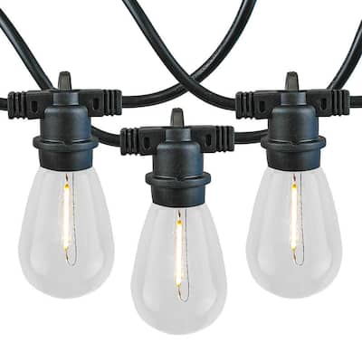 48 Foot LED Filament S14 In-line Socket Edison Outdoor Market Patio String Lights - In-Line Socket