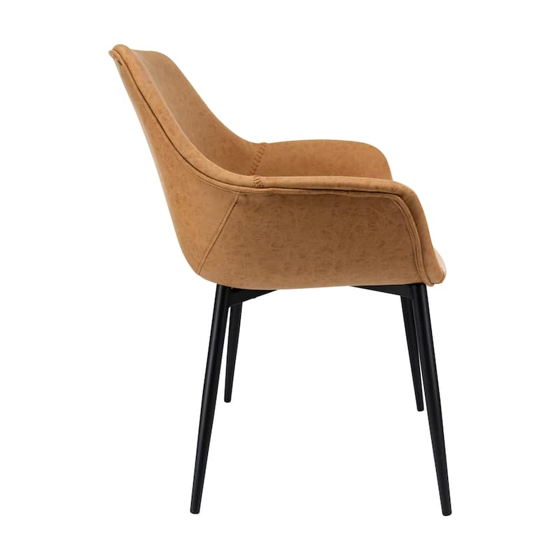 Markley Leather Dining Chair with Iron Legs Set of 4 Modern Accent Armchair