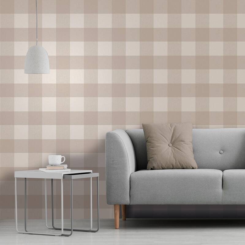 Fine Decor Ernie Neutral Plaid Wallpaper