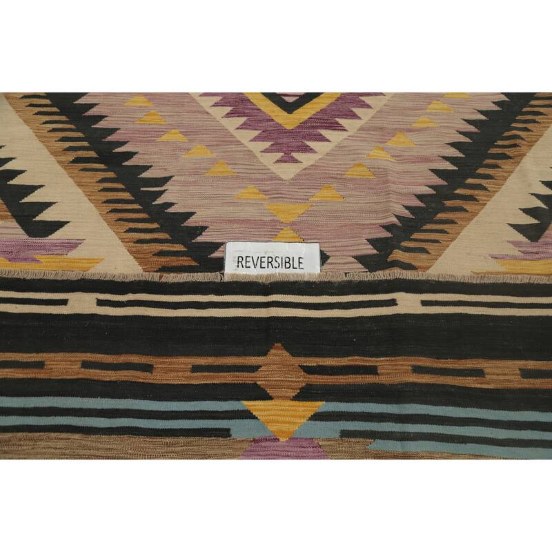 Hand Woven Oriental 100% Wool Carpet Southwestern Medallion Purples Kilim Area Rug - 12' 9'' X 10' 0''