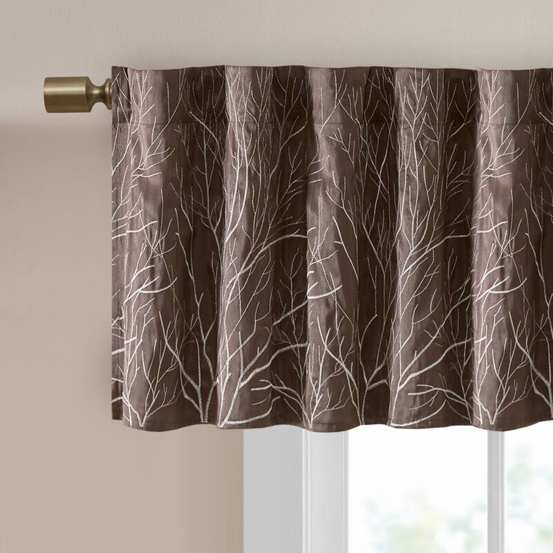 Madison Park Eliza Faux Silk Embroidered Window Valance - 50 x 18"