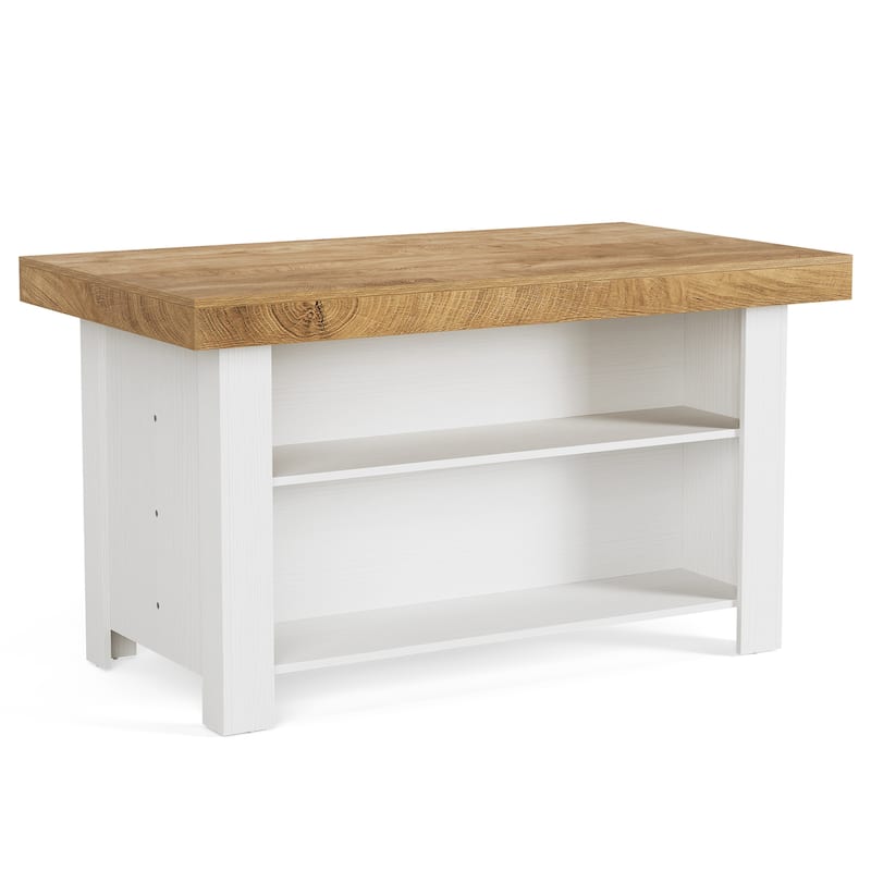 55" Kitchen Island with Storage, Stationary Island Table Bar Table