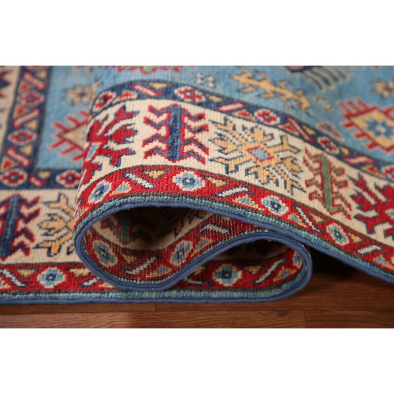 Blue Kazak Oriental Accent Rug Handmade Wool Carpet - 3'3"x 4'11"