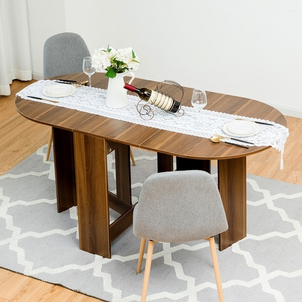 Shop Costway Folding Drop Leaf Dining Table Writing Desk Console Table Space Saving Walnut As The Picture Shows Overstock 29155185