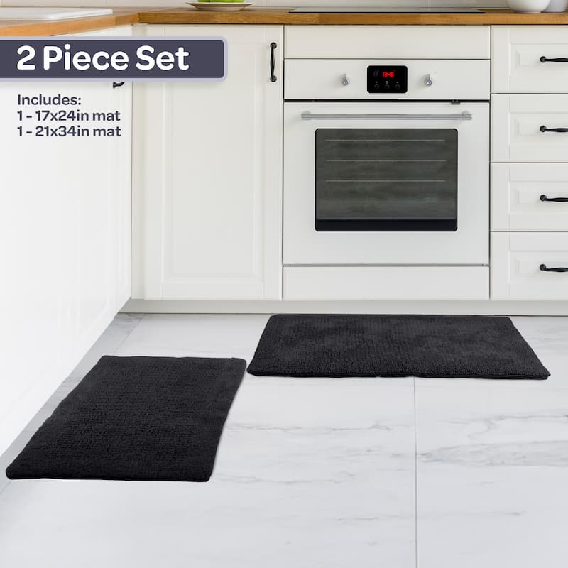Lavish Home 2-Piece 2500GSM Cotton Bath Mat Set